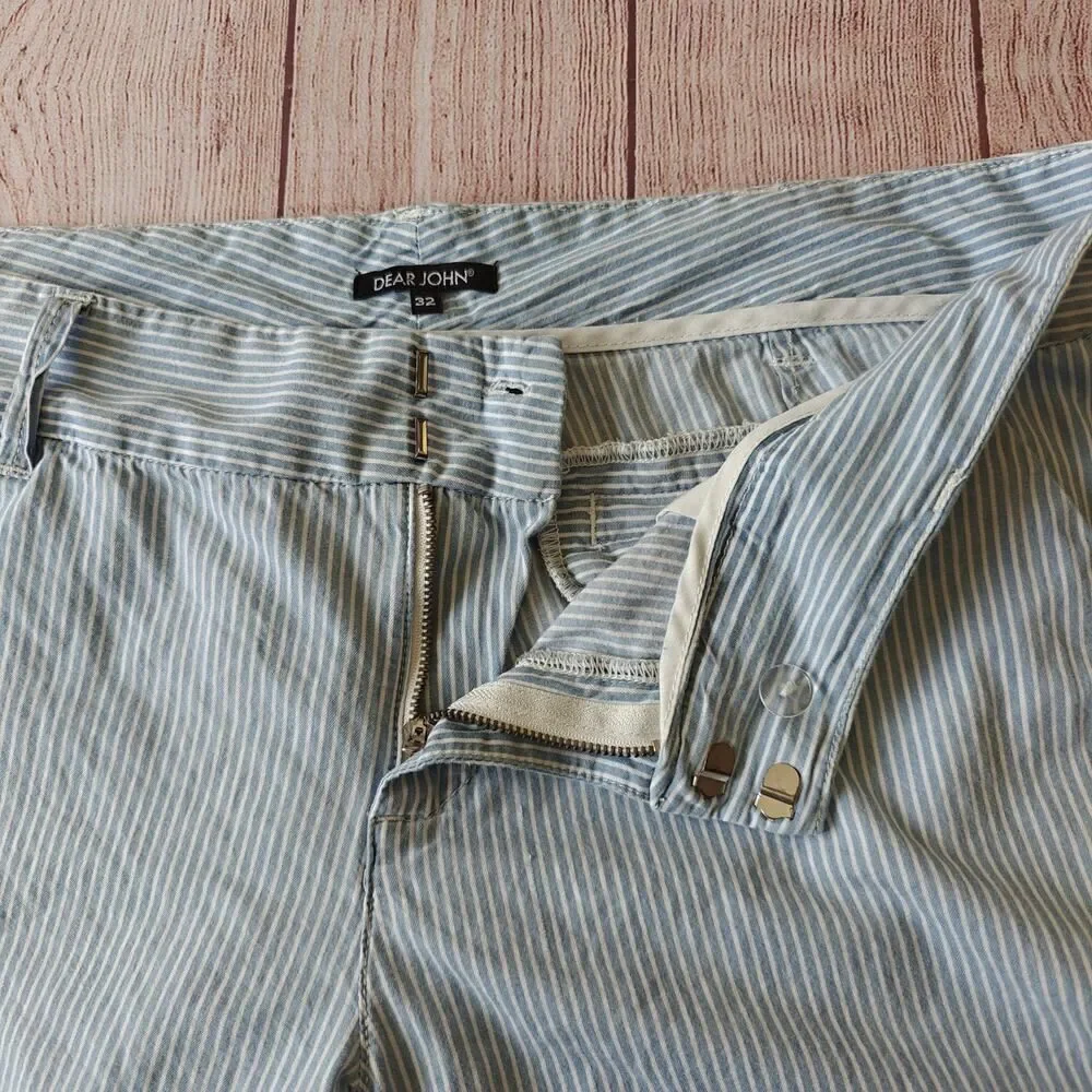 Dear John North Hampton novelty striped cuffed shorts sz 32